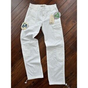 Generation Love Women’s White Double Button Parachute Pants Size 5/28 NEW